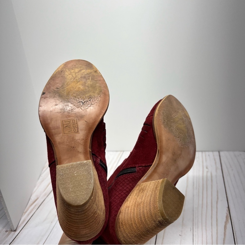 Free People Loveland Suede Ankle Boots in Red Size 37 - Picture 9 of 12